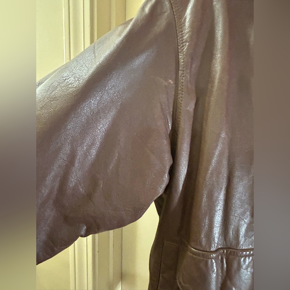 Repertoire Vintage Brown Leather Bomber Jacket - Picture 10 of 16